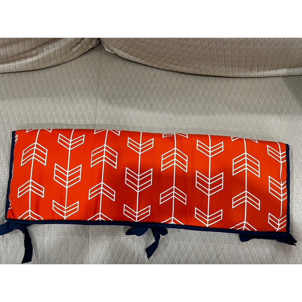 Sweet Jojo Reversible 3 Pc  Arrow Collection Orange Navy Crib Rail Guard Covers